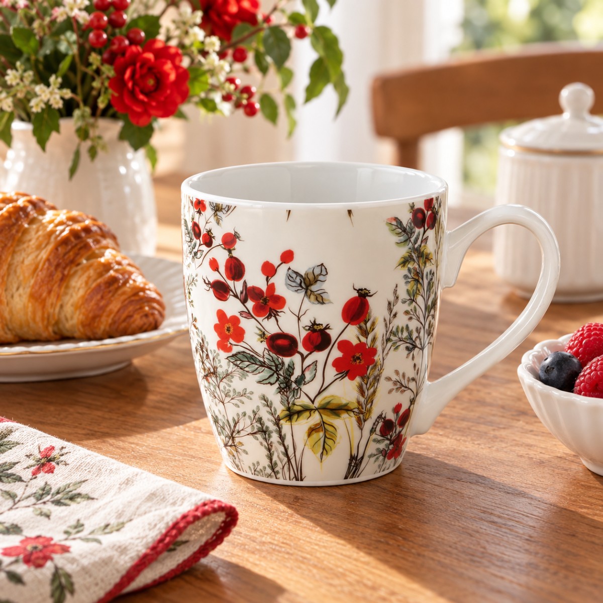 tazza colazione con disegno fiore