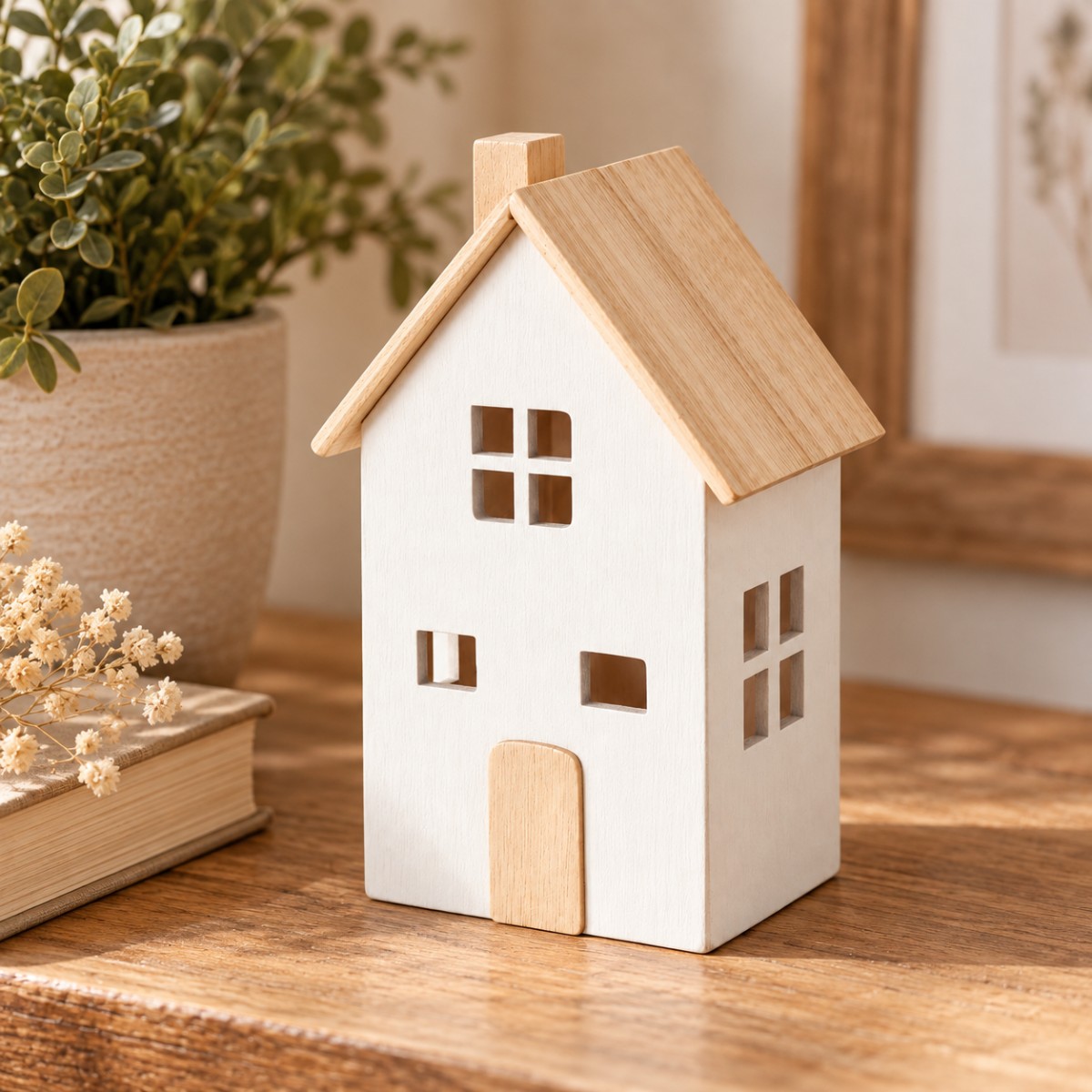 decorazione legno a forma di casa
