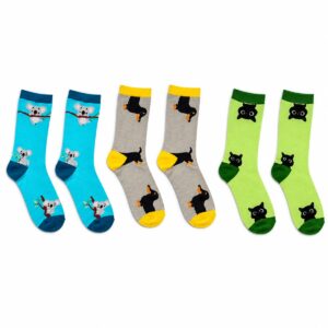 set tre calze con disegni animali