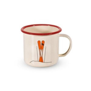 tazza in latta con disegno sci