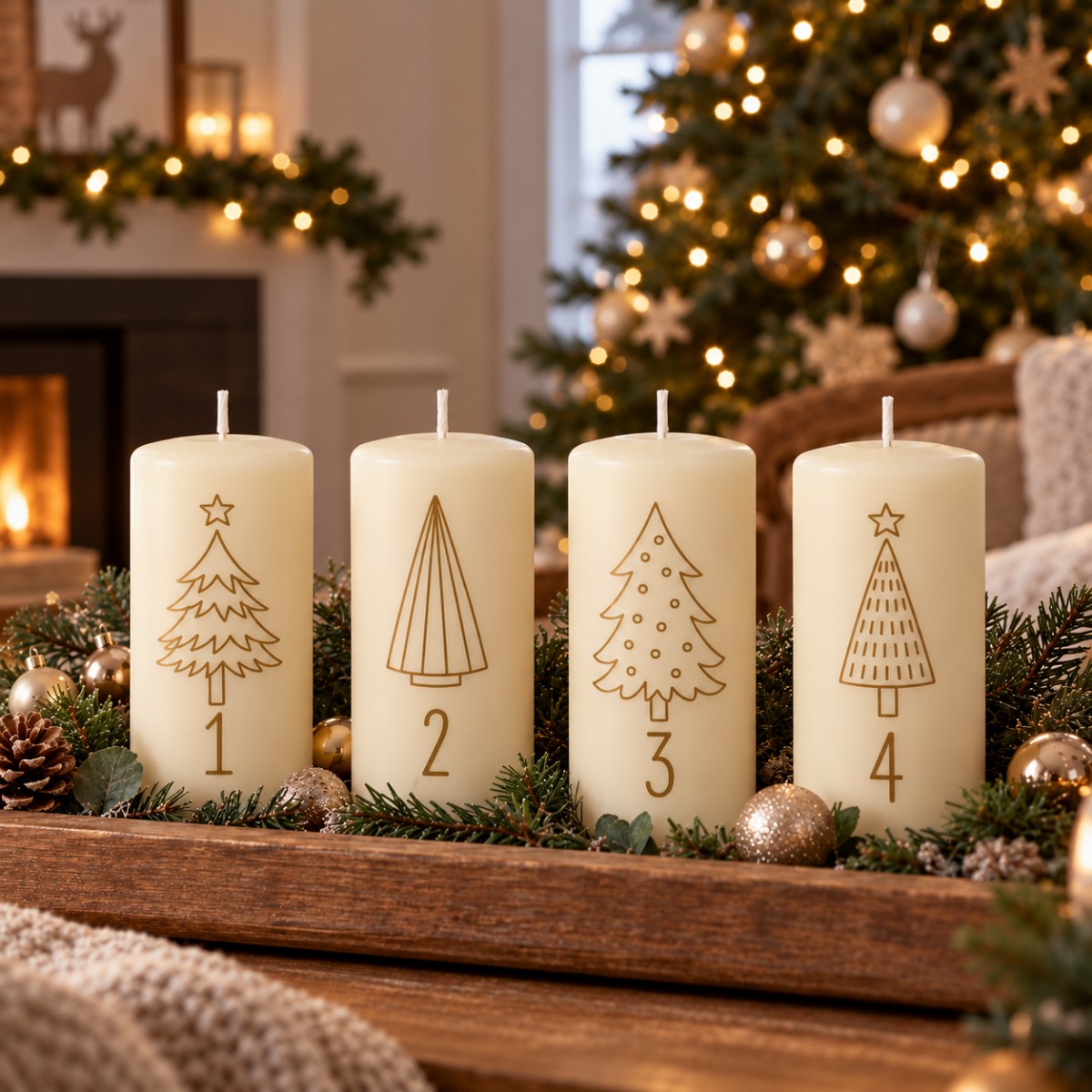 set candele a tema natalizio