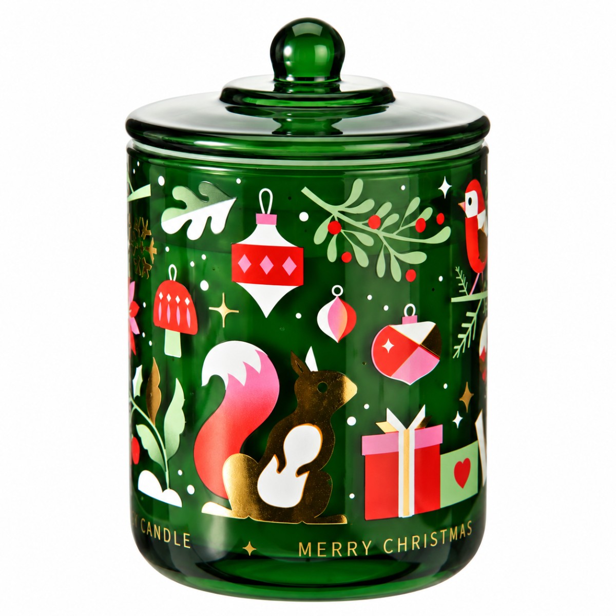 vaso con candela merry christmas