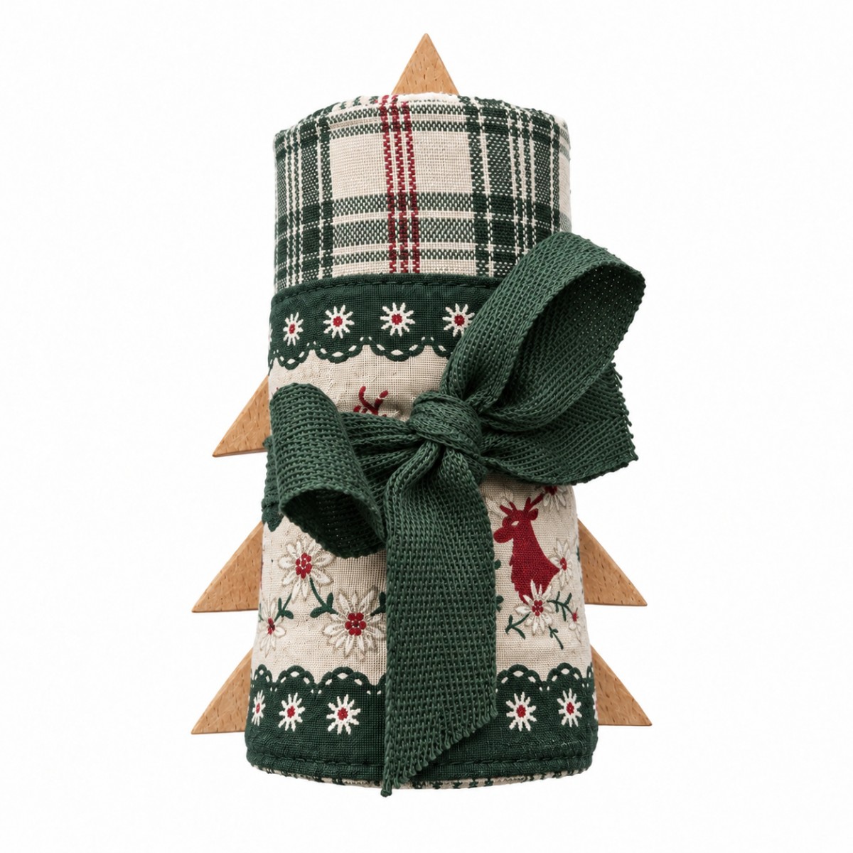 strofinaccio cotone con albero in legno