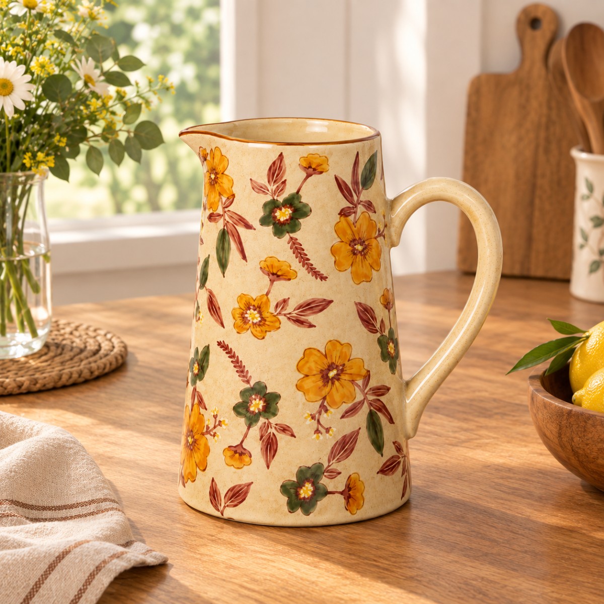 brocca acqua in ceramica disegno fiore