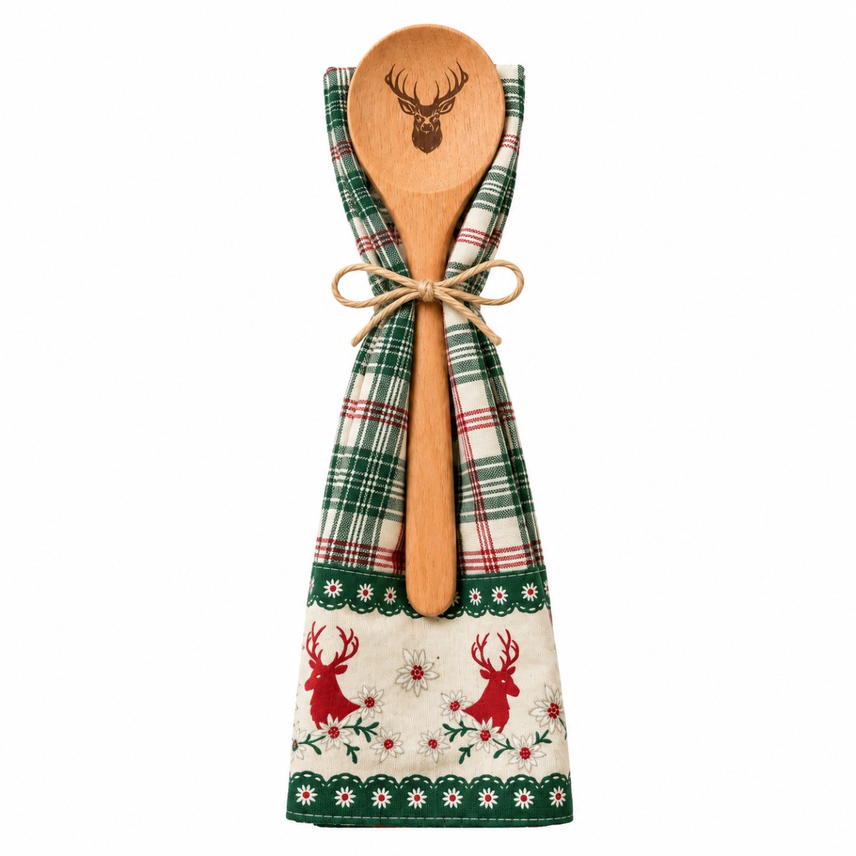 strofinaccio cotone con cucchiaio legno
