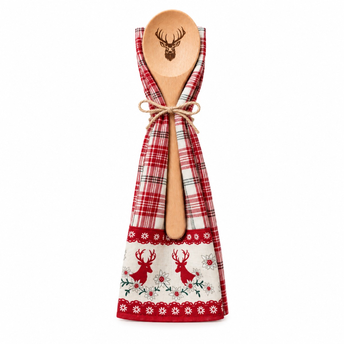strofinaccio cotone con cucchiaio legno