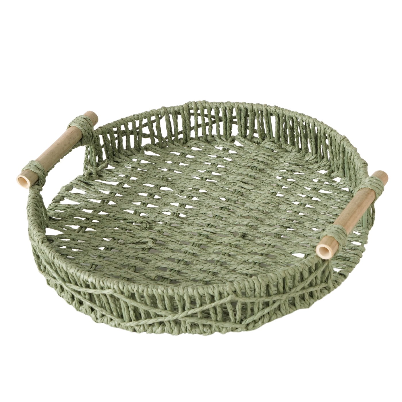 cesto in rattan con manico legno