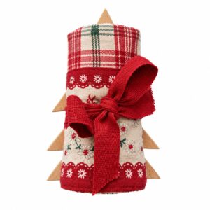 strofinaccio cotone con albero in legno