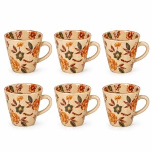 set 6 tazzine caffe ceramica disegno fiore