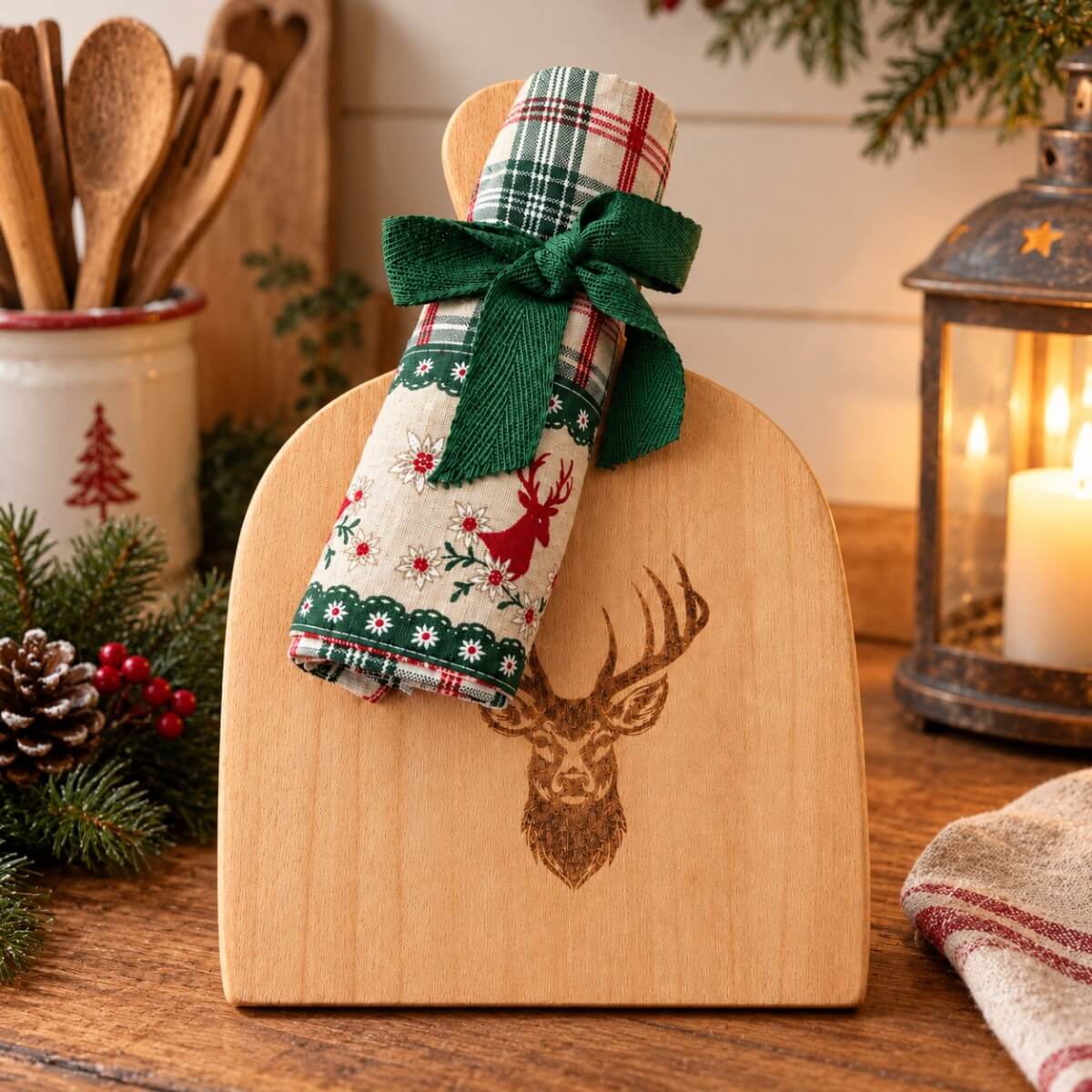 strofinaccio cotone con tagliere legno