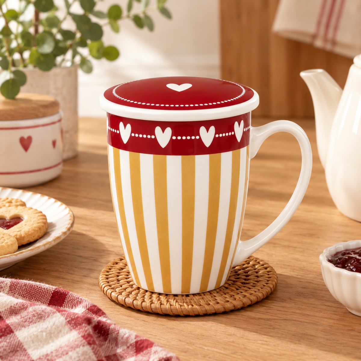 tazza per colazione a righe