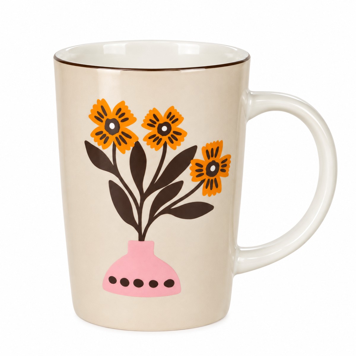 tazza ceramica con disegno fiore
