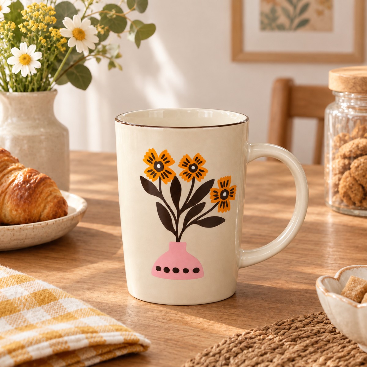 tazza ceramica con disegno fiore