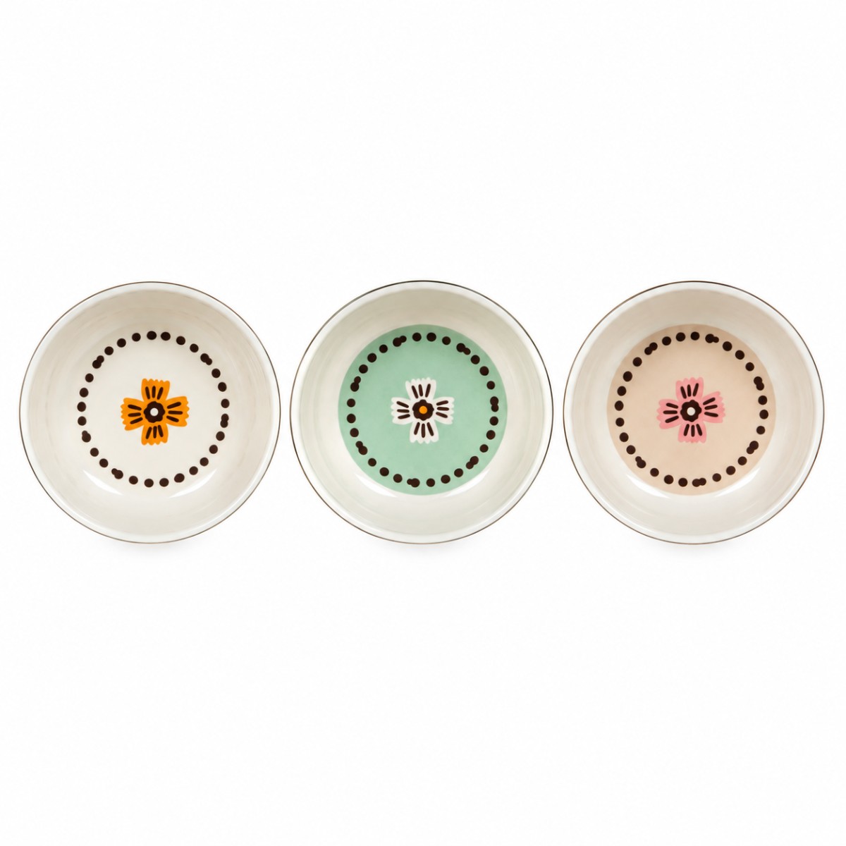 set tre tazze ceramica disegno fiore