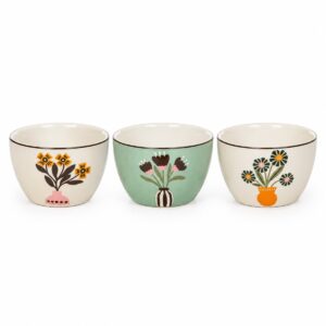 set tre tazze ceramica disegno fiore