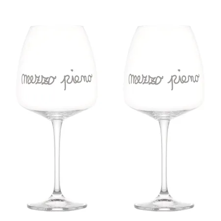 set due calici vino mezzo pieno