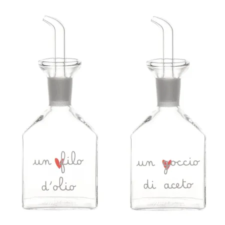 due bottiglie per olio e aceto