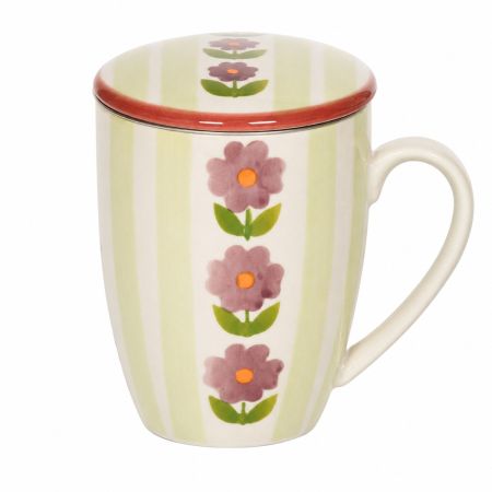 tazza con coperchio disegno fiore