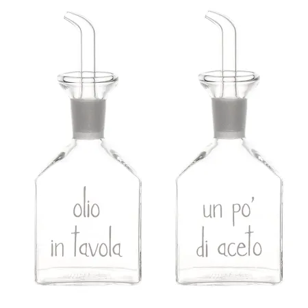 due bottiglie per olio e aceto