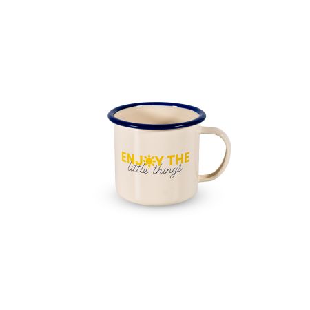 tazza in latta con scritta enjoy the little things