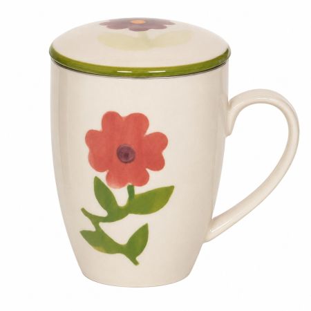 tazza con coperchio disegno fiore